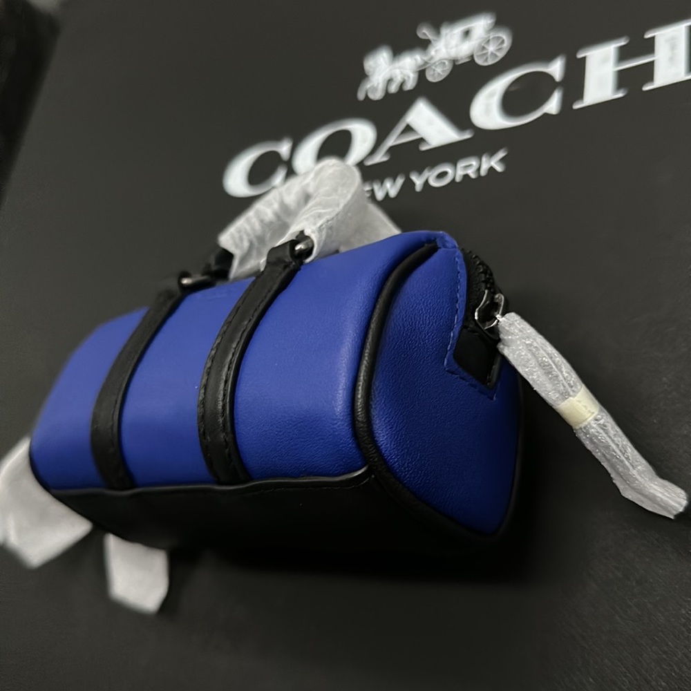 NWT Coach Micro Duffle Venture Leather Blue Coin Purse Wallet Key Fob c6961 Key - Picture 6 of 6